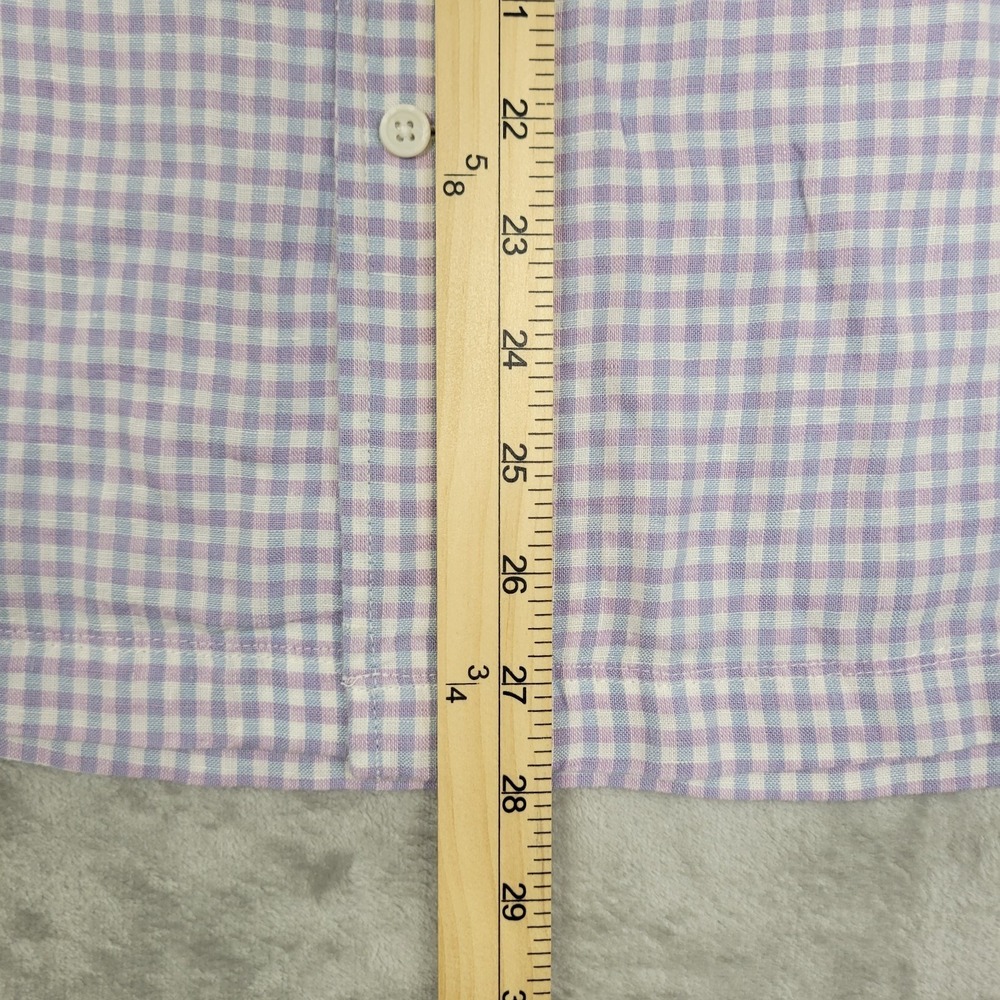 Jos A Bank Reserve Tailored Fit Shirt Mens Medium Purple Check Linen Blend (NWT) - Picture 8 of 9